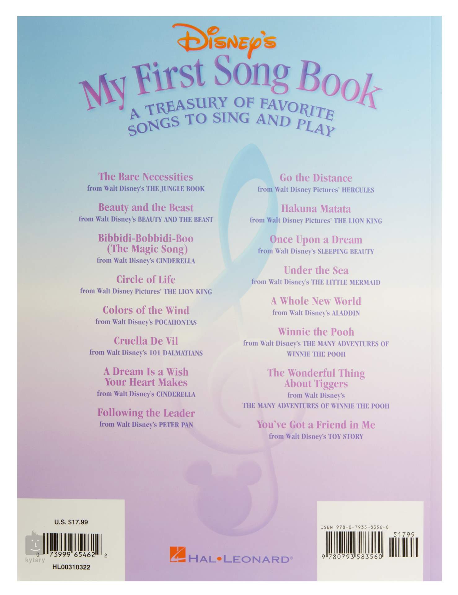 Disney's My First Song Book - A Treasury of Favorite Songs to Sing