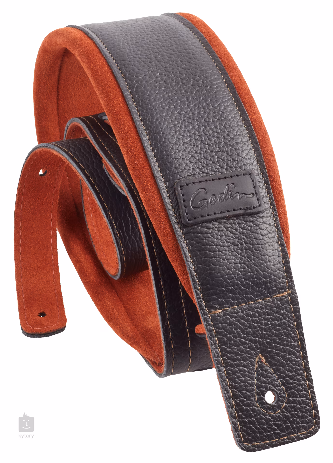 GODIN Black/Rust Padded Leather & Suede Guitar Strap