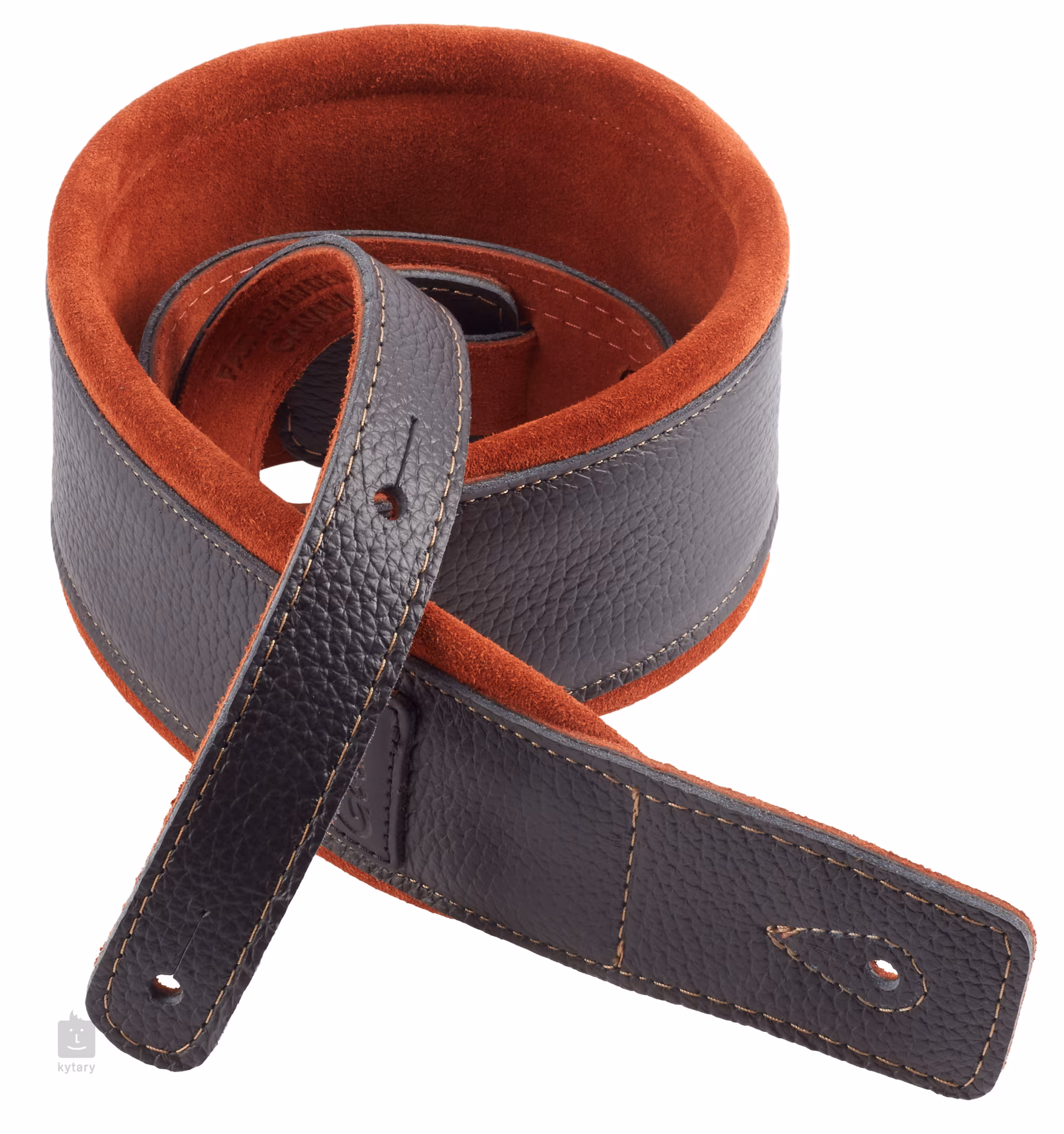 GODIN Black/Rust Padded Leather & Suede Guitar Strap