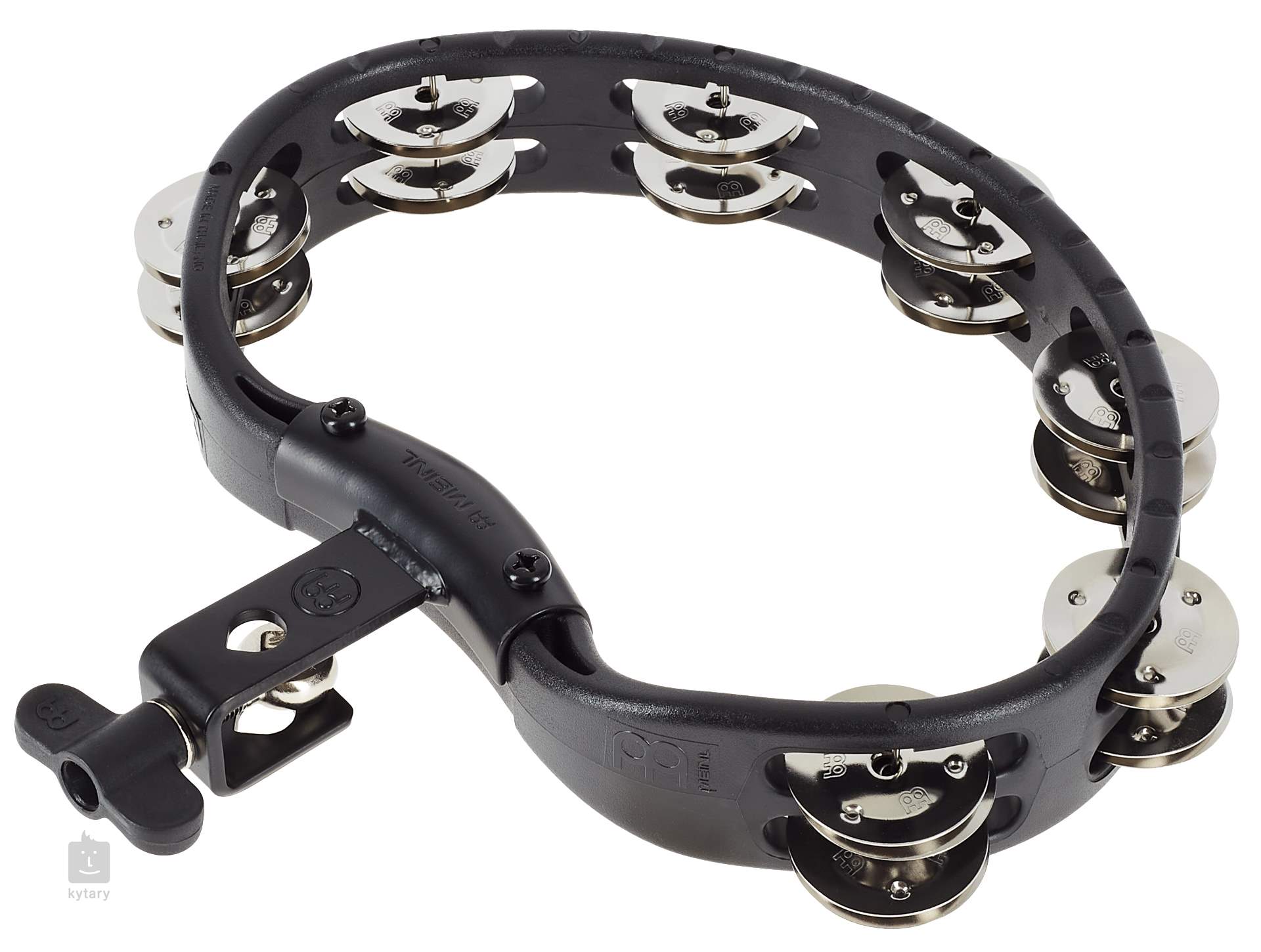 Double Row Steel Jingles Meinl Percussion HTMT2BK Mountable ABS Plastic Tambourine with Guiro Style Frame