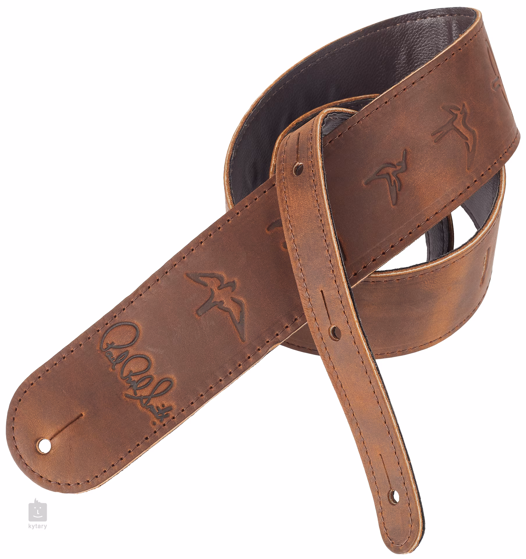 PRS Leather Birds Strap, Distressed Brown Guitar Strap