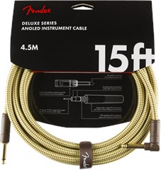 Fender Deluxe Series 15' Instrument Cable Tweed Angled