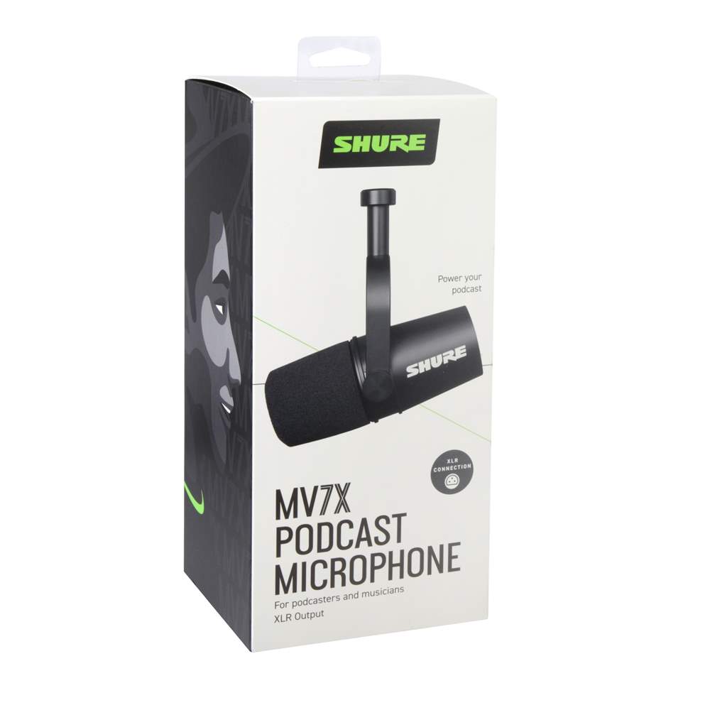 Shure mv7x microfono per podcast dinamico, cardioide, xlr