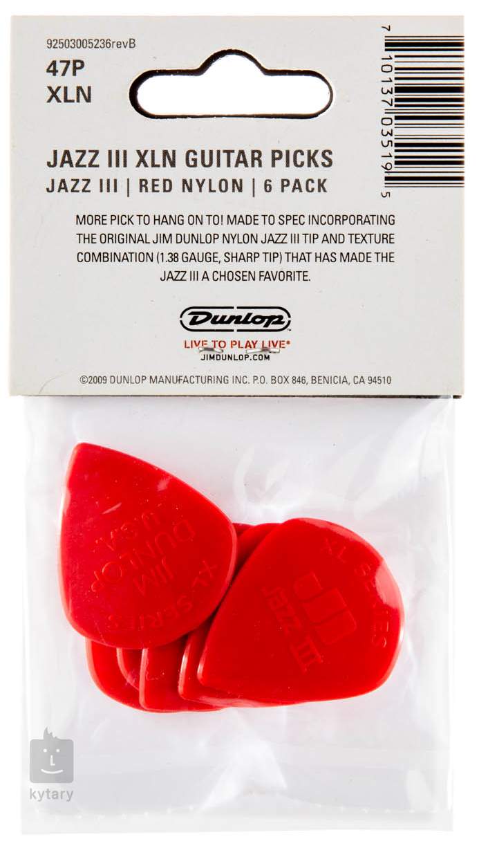 Waarneembaar leerboek Spreek uit DUNLOP Jazz III XL Red Nylon Plectrums