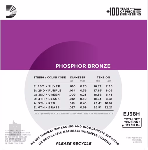 D'Addario EJ38H - 6 Strings Trebles Only - Struny do gitary dwunastostrunowej