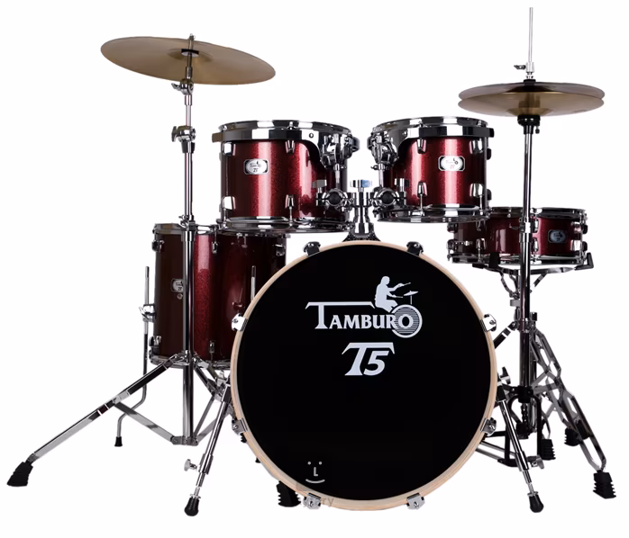Tamburo T5 Series Plus Red Sparkle - Zestaw perkusyjny z talerzami