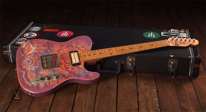 Baboushka 2016 Hippiecaster Pink Flower - Gitara elektryczna