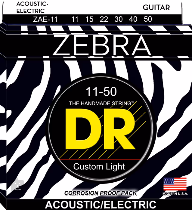DR Strings Zebra Acoustic/Electric 11/50 - Metalowe struny do gitary akustycznej