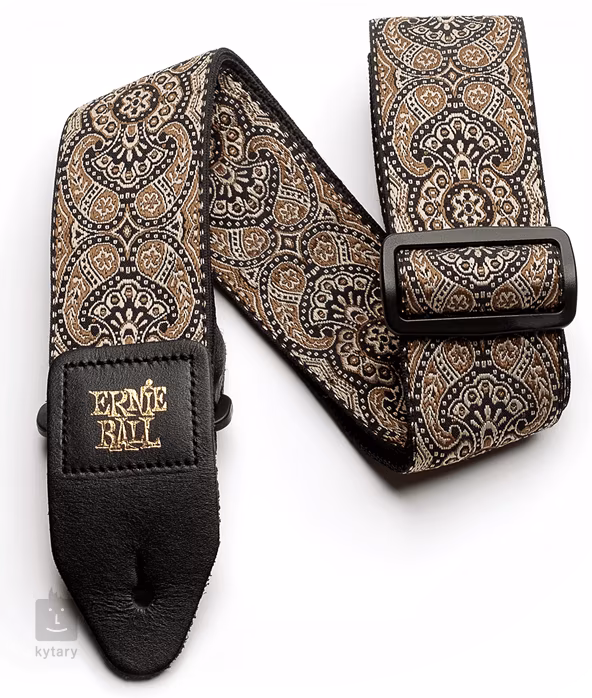 Ernie Ball Gold & Black Paisley Strap - Pas gitarowy