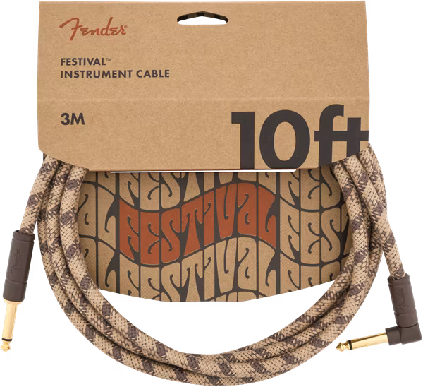 Fender Festival Instrument Cable 10' Pure Hemp Brown Stripe - Kabel instrumentalny