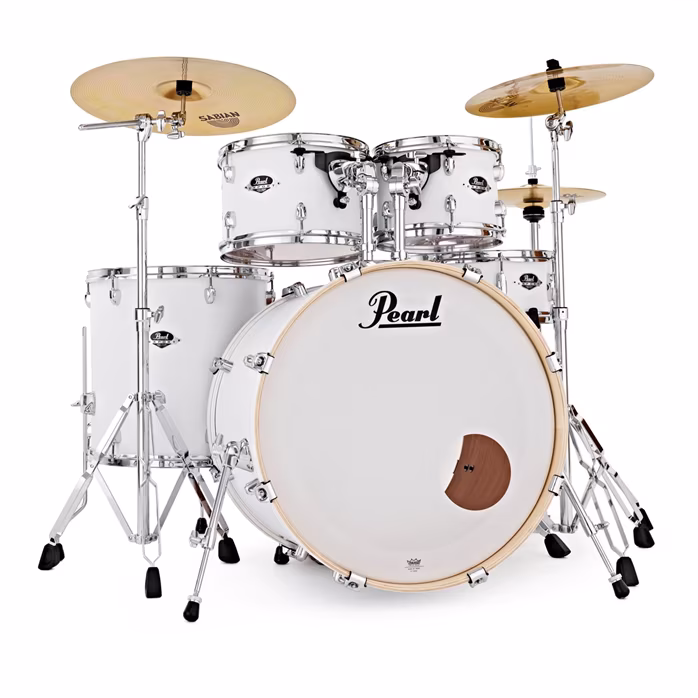 Pearl Export Matte White Stage Set - Zestaw perkusyjny z talerzami