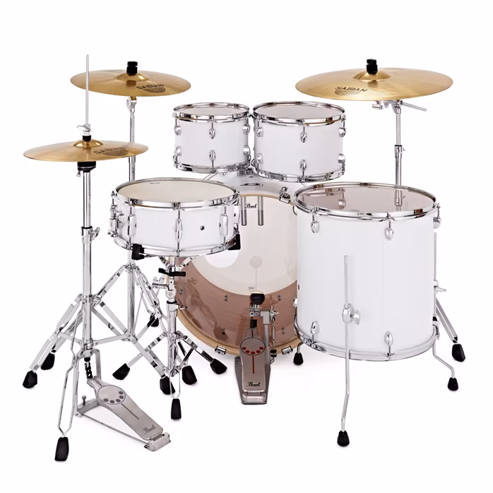 Pearl Export Matte White Stage Set - Zestaw perkusyjny z talerzami
