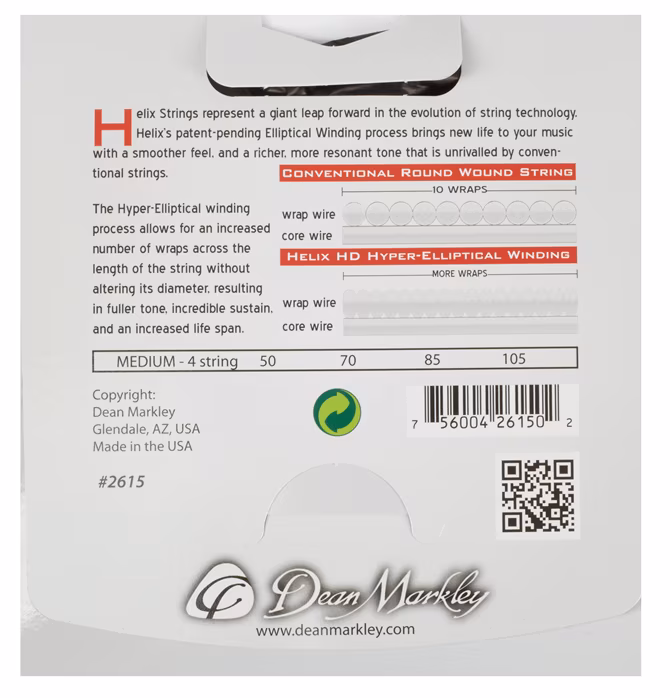 Dean Markley 2615 MED 50-105 Helix Stainless Steel - Struny do gitary basowej
