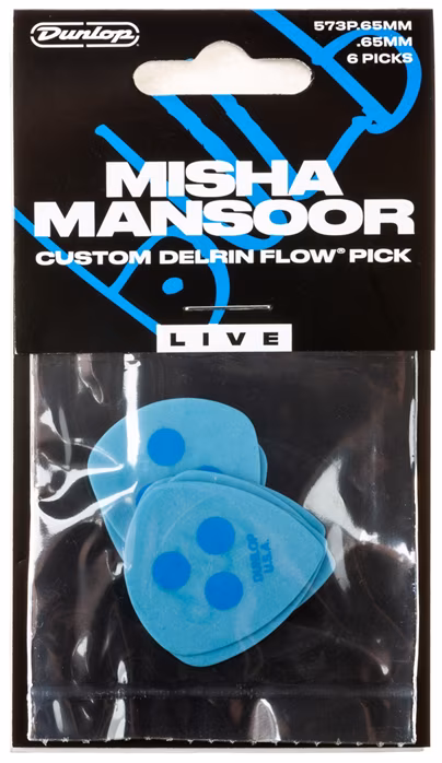 Dunlop Misha Mansoor Custom Delrin Flow Picks Live .65 mm - Kostki sygnowane