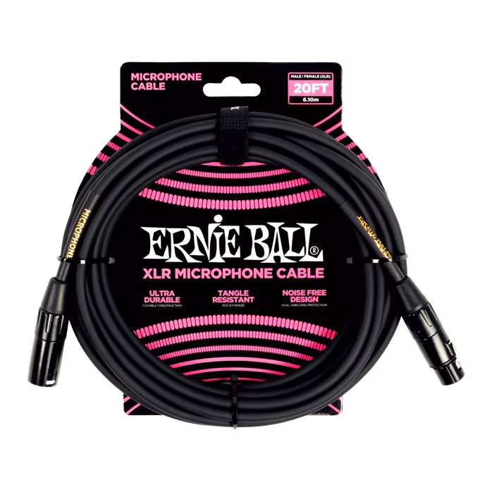 Ernie Ball 20' XLR Cable Black - Kabel mikrofonowy