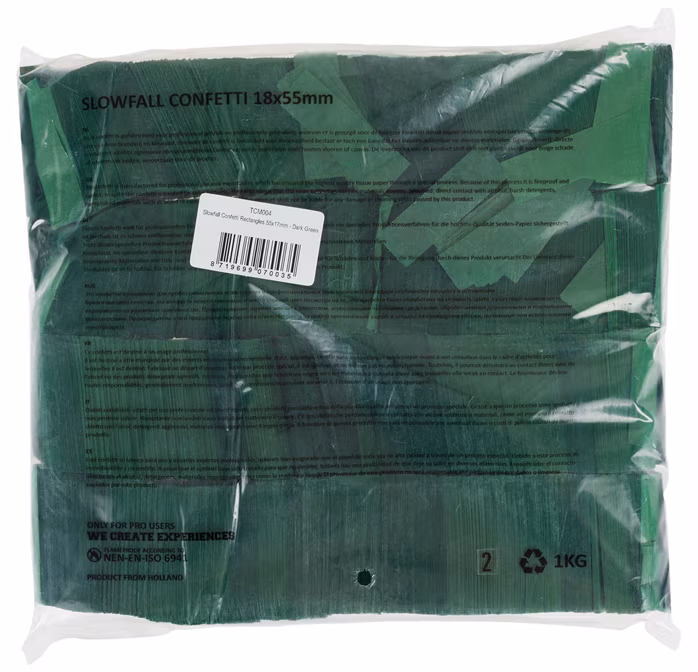 Tcm Fx Slowly falling rectangular confetti 55x18mm, dark green, 1kg - Konfetti