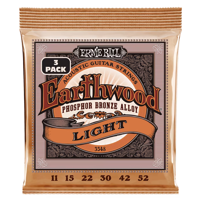 Ernie Ball 3548 Earthwood Phosphor Bronze Light 3 Pack - Metalowe struny do gitary akustycznej