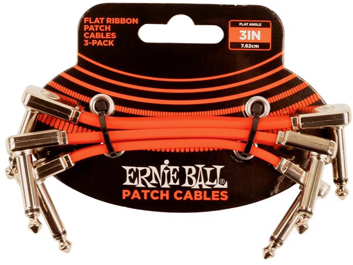 Ernie Ball 3" Flat Ribbon Patch Cable Red 3-Pack - Kabel połączeniowy