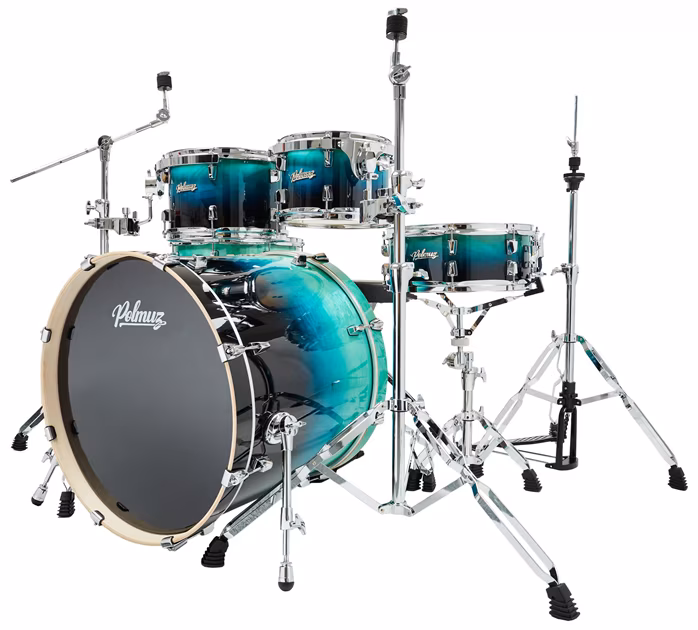 Polmuz Drums Birch Model 3 Blue to Black Fade Rock Set - Zestaw perkusyjny