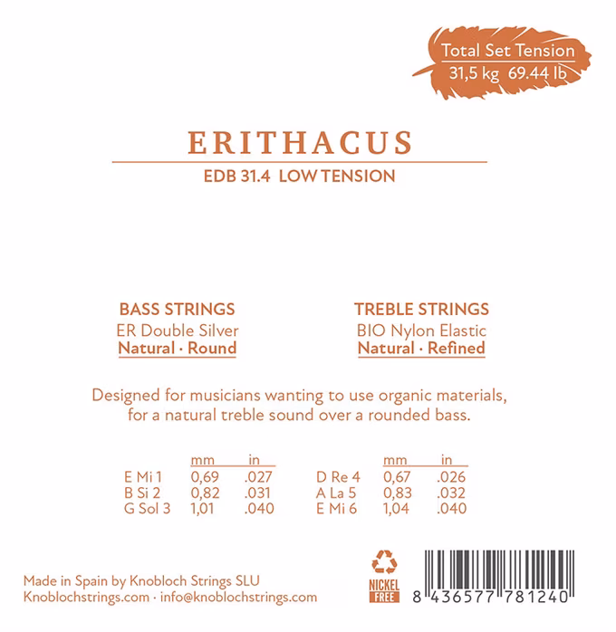 Knobloch ERITHACUS Double Silver BI Nylon Low Tension 31.5 - Struny nylonowe do gitary klasycznej