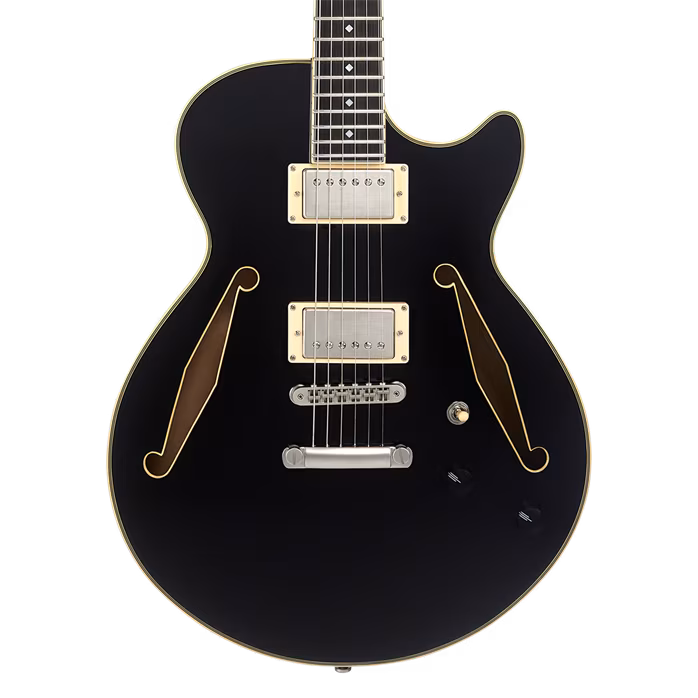 D'Angelico Tour Collection SS Single Cutaway Stop-Bar Tailpie CE Solid Black - Gitara półakustyczna