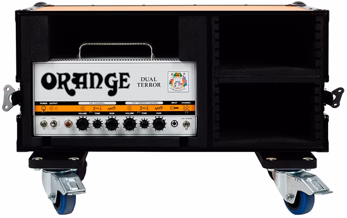 Razzor Cases PREMIUM Orange Dual Terror Head Case Wheels - Amp Head Flight Case