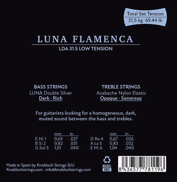 Knobloch LUNA FLAMENCA Double Silver AZ Nylon Low Tension 31.5 - Struny nylonowe do gitary klasycznej
