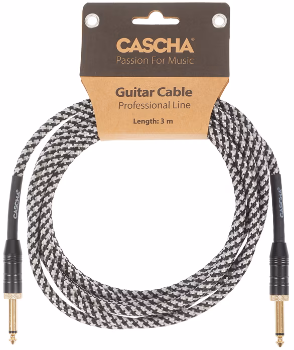 Cascha Professional Line Guitar Cable, Straight, Tweed Black, 3 m - Kabel instrumentalny