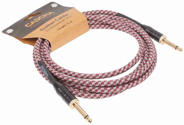Cascha Professional Line Guitar Cable, Straight, Tweed Red, 3 m - Kabel instrumentalny
