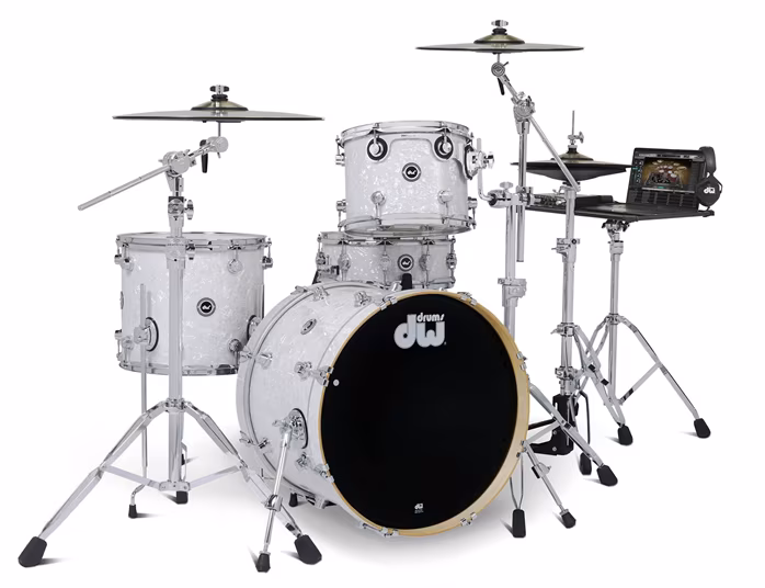 DWe 4-Piece White Marine Pearl Finish Ply Kit - Elektroakustyczny zestaw perkusyjny
