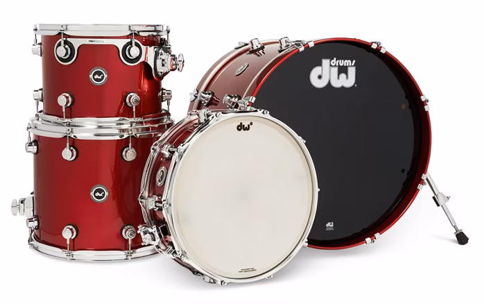 DWe 4-Piece Black Cherry Metallic Lacquer Shell Kit - Elektroakustyczny zestaw perkusyjny