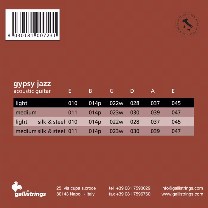 Galli GSB10 Gypsy Guitar Light - Metalowe struny do gitary akustycznej