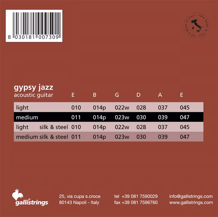 Galli GSB11 Gypsy Guitar Medium - Metalowe struny do gitary akustycznej