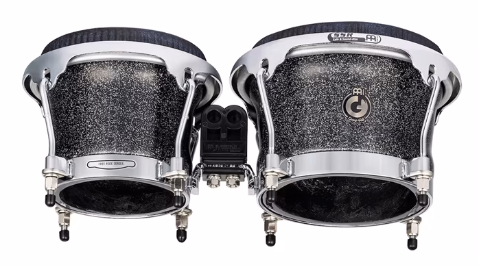 Meinl Artist Series Bongo Diego Galé, REMO® Black Calfskin Skyndeep Heads - 7" & 8 1/2" Midnight Star - Bongosy