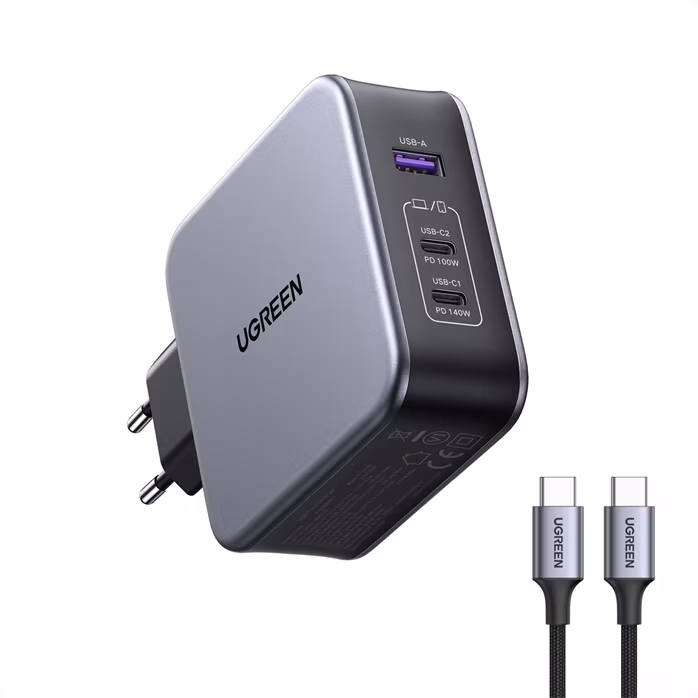 Ugreen Quick Charger 90549 with C/C cable 2 m, USB-A+2*USB-C 140W GaN  - Zasilacz