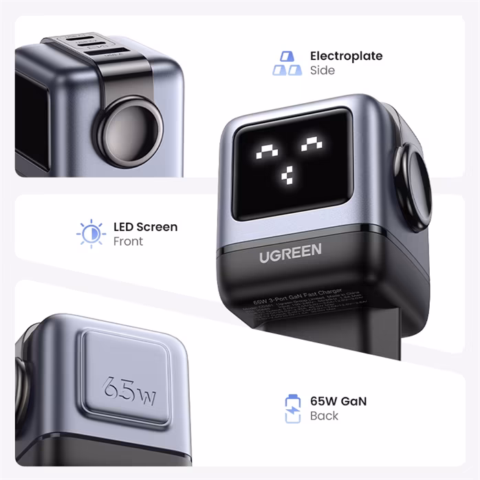 Ugreen Quick Charger 25685B Nexode RG 65W 3-Port GaN EU - Zasilacz