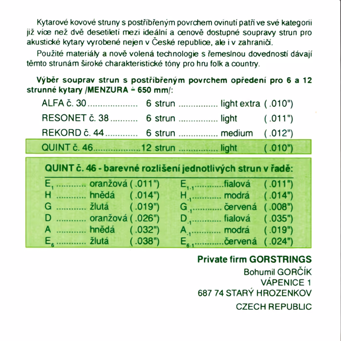 Gorstrings Quint 1138 - Struny do gitary dwunastostrunowej
