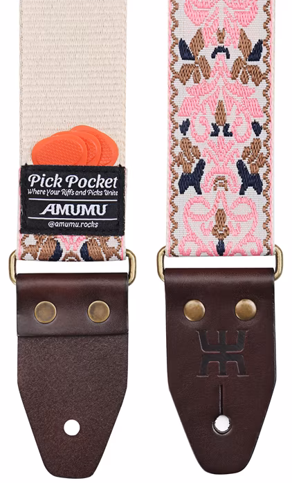 Amumu Hearts & Spades Pink White - Pas gitarowy