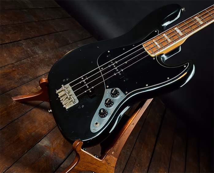 Fender 1980 Jazz Bass Black RW - Elektryczna gitara basowa