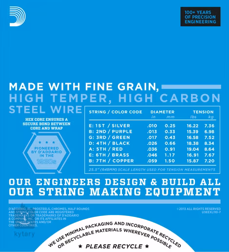 D'Addario EXL110-7 - Corzi pentru chitară electrică cu 7 corzi