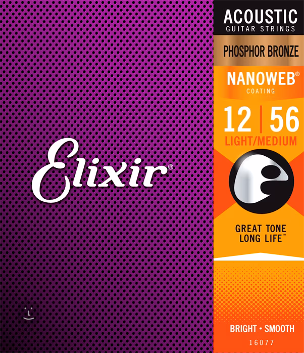 Elixir Nanoweb Phosphor Bronze Light-Medium - Corzi de metal pentru chitară acustică