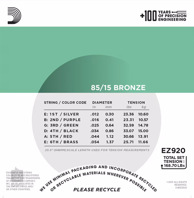 D'Addario EZ920 - Corzi de metal pentru chitară acustică