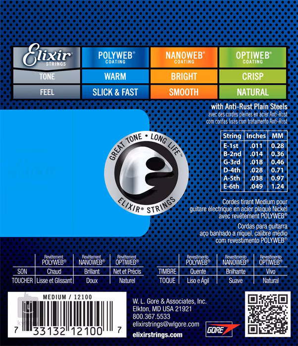 Elixir Polyweb Medium - Corzi pentru chitară electrică