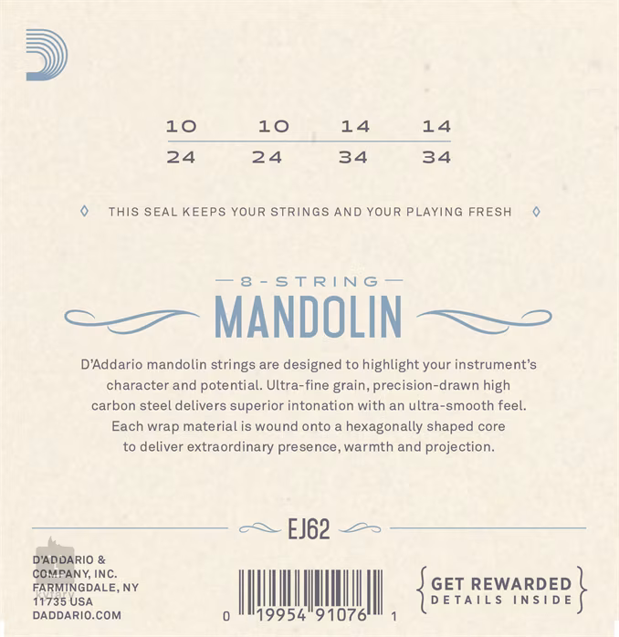 D'Addario EJ62 - Corzi pentru mandolină