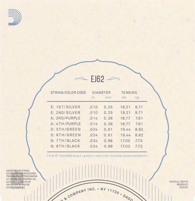 D'Addario EJ62 - Corzi pentru mandolină