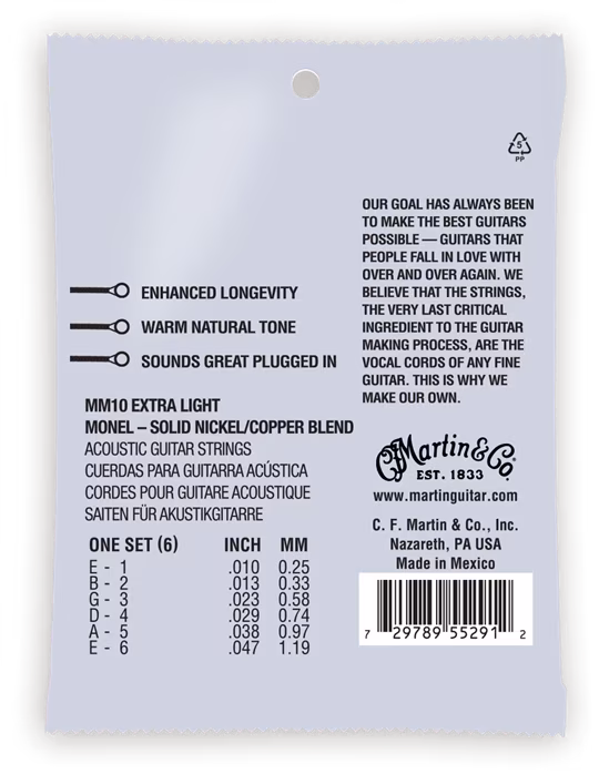 Martin Retro Extra Light - Corzi de metal pentru chitară acustică