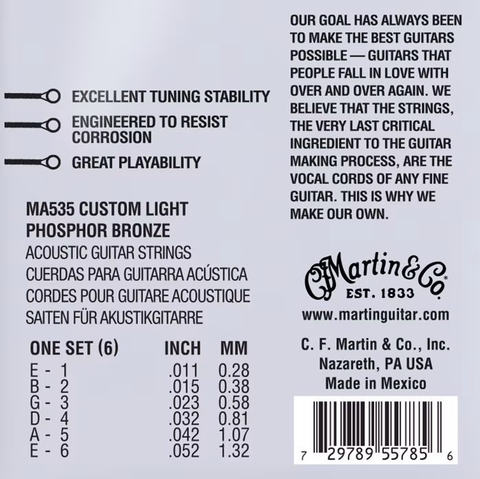 Martin Authentic SP 92/8 Phosphor Bronze Custom Light - Limited 3 Packs - Corzi de metal pentru chitară acustică