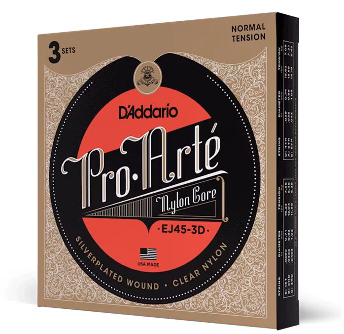 D'Addario EJ45-3D - Corzi din nailon pentru chitară clasică
