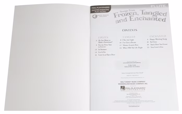 MS Songs From Frozen, Tangled And Enchanted: Flute - Partituri pentru flaut drept 