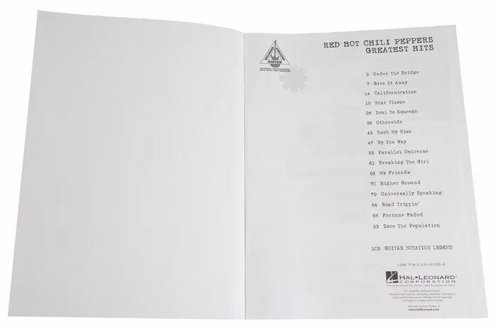 MS Red Hot Chili Peppers Greatest Hits GRV - Partituri pentru chitară